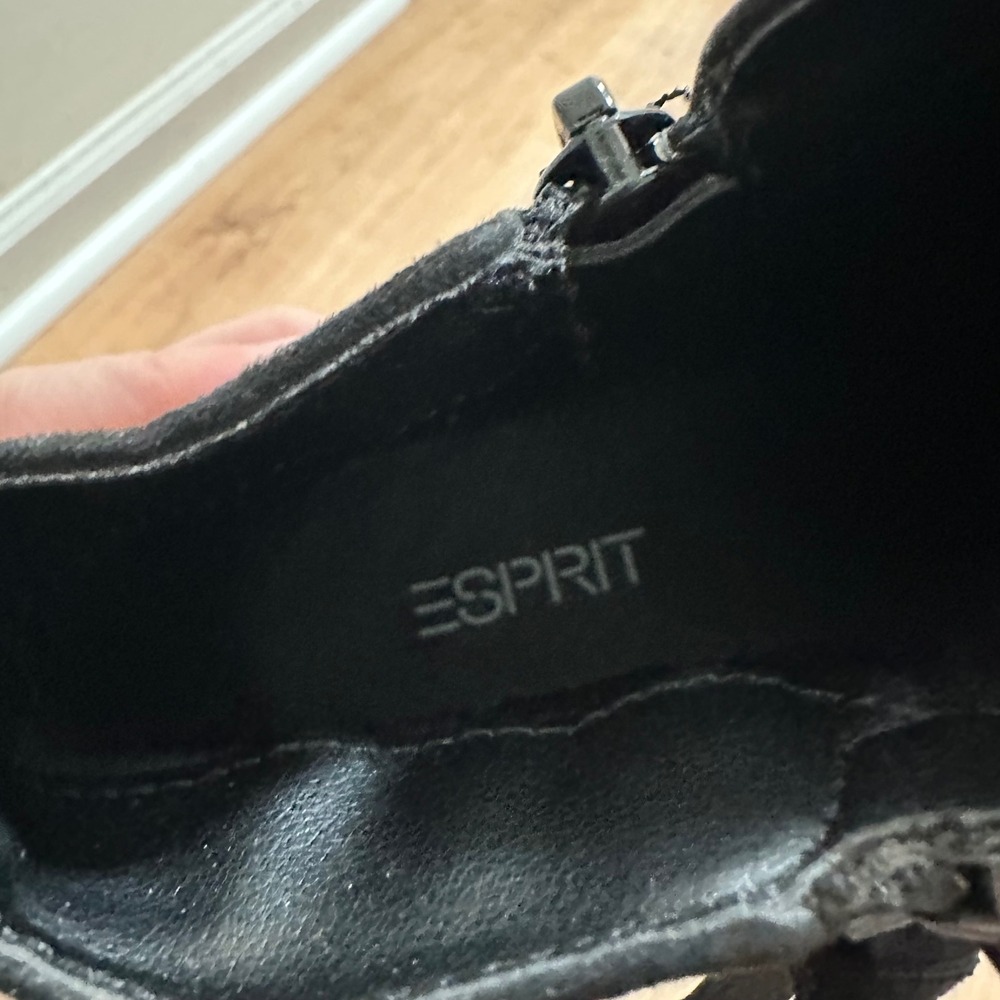Esprit | Women's Black Faux Suede Lug Sole Ankle Boots Side Zip Boot Shoes, 8.5 - Picture 6 of 7